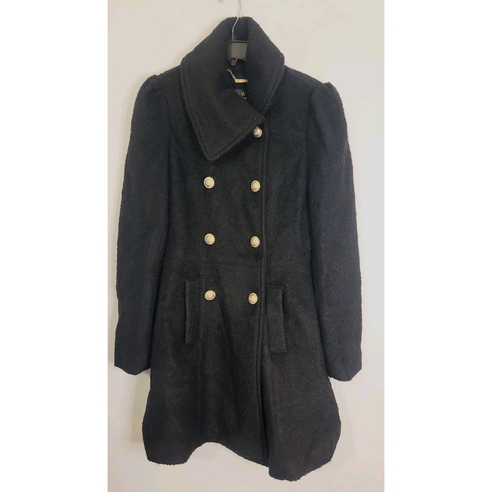 Worthington Women's Wool Blend Coat Peacoat Size Small Black‎ Gold Buttons NWOT